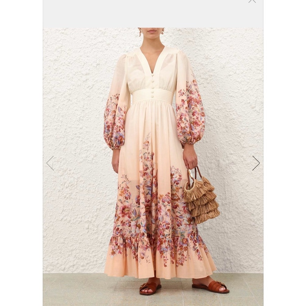 1:1  clone Z i m e r m a n ,  Peach Floral Long Sleeve Maxi Dress